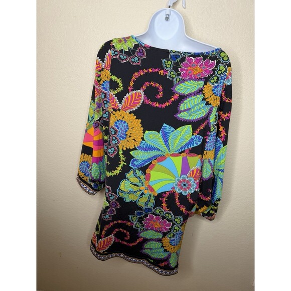 Trina Turk Top Sz m Multicolored Floral Shrug Pullover Boho Artsy Dress Coverup - Picture 8 of 9